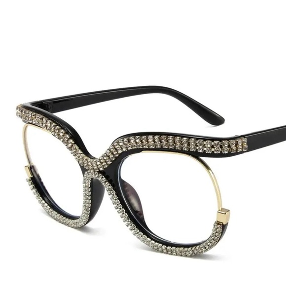 Rhinestone Clear Lens Glasses - Picture 2 of 3